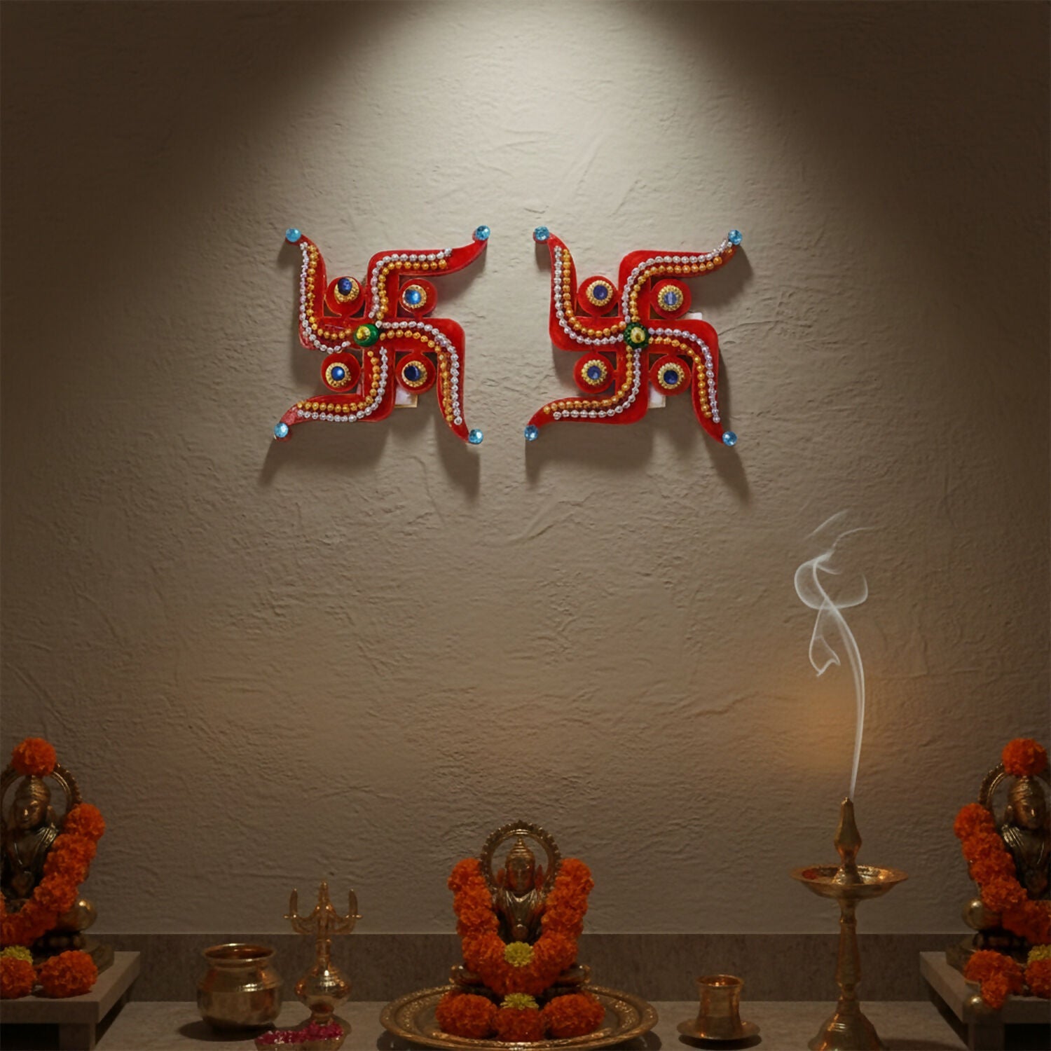 Swastik Door Hanging | Red Acrylic | Pair for Diwali and Puja