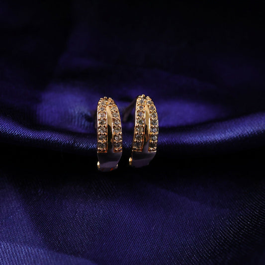 Gold Finish Sparkle Hoop Earrings for Daily and Party Wear