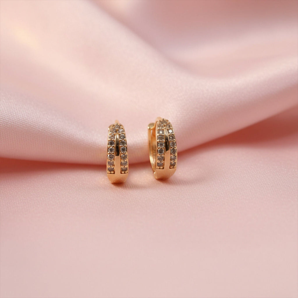 Gold Finish Sparkle Hoop Earrings for Daily and Party Wear