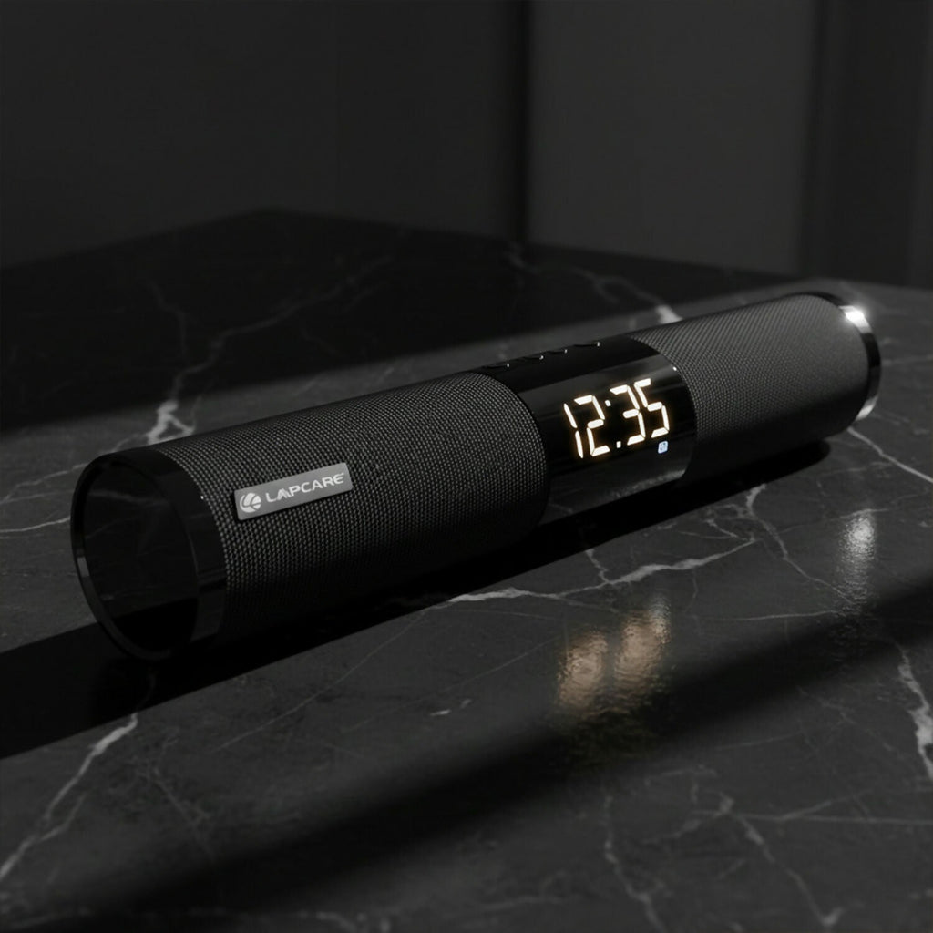 Lapcare Wireless Bluetooth Speaker with Digital Clock Display and Portable Design