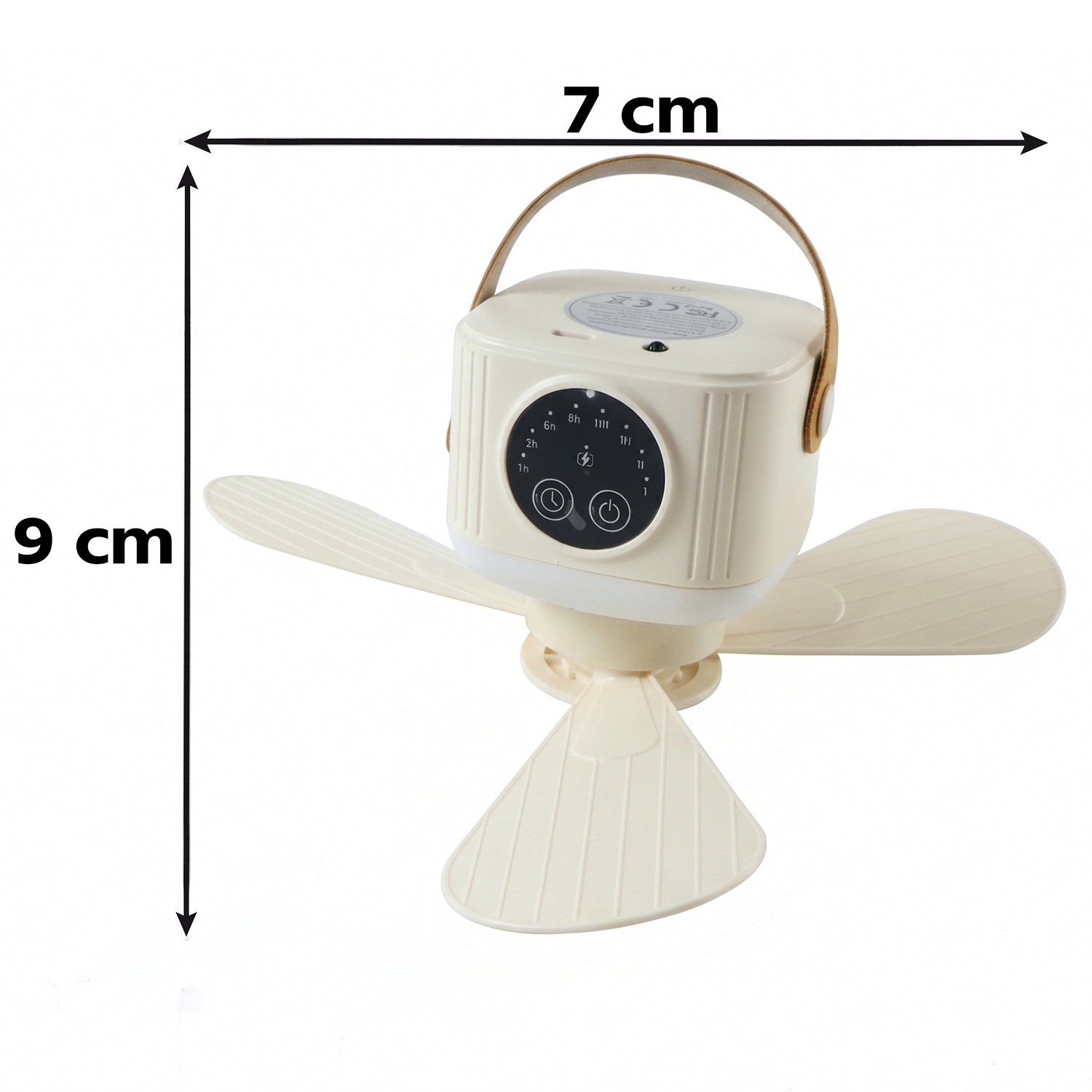 Cordless USB rechargeable fan with LED lantern and timer