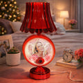 Red Round Photo Table Lamp with Shade for Bedroom, Side Table & Gift Decor