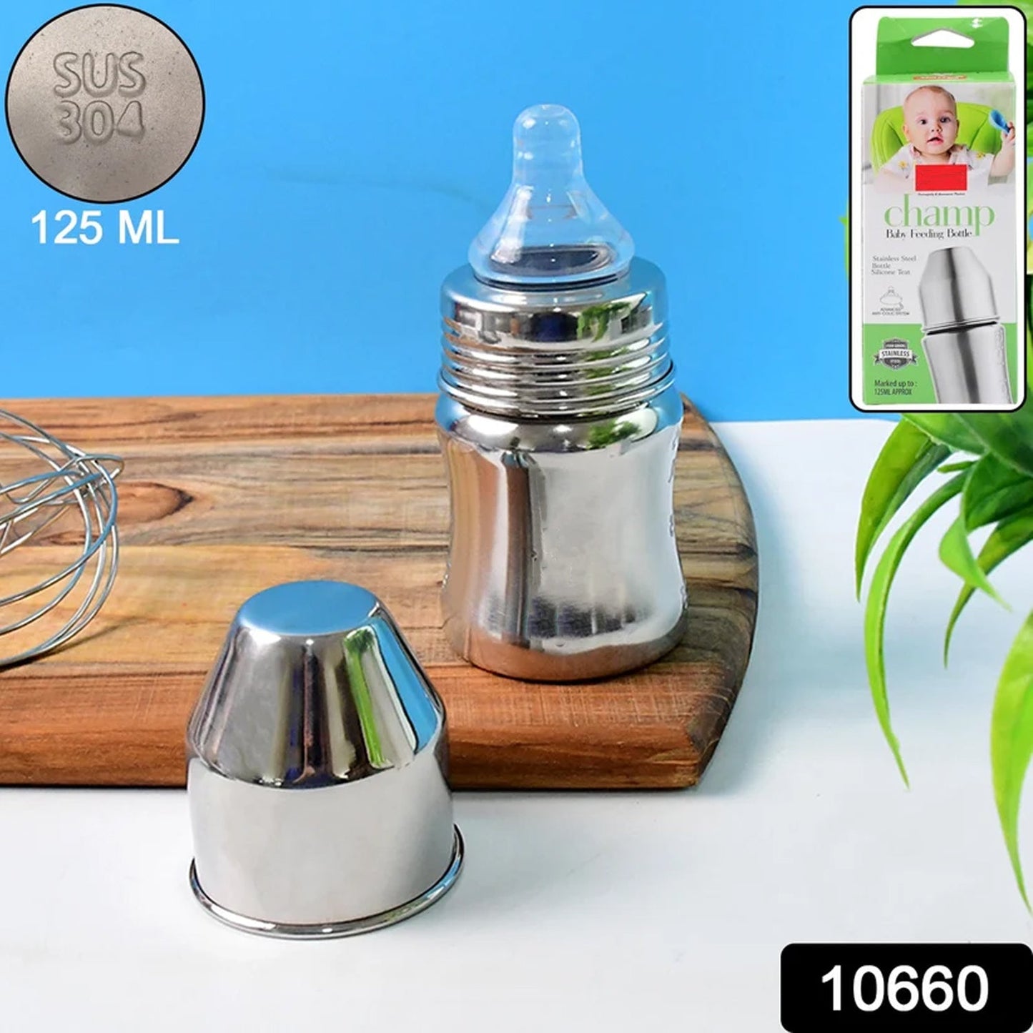 Stainless Steel Baby Feeding Bottle – Safe & Leak-Proof 125 ML