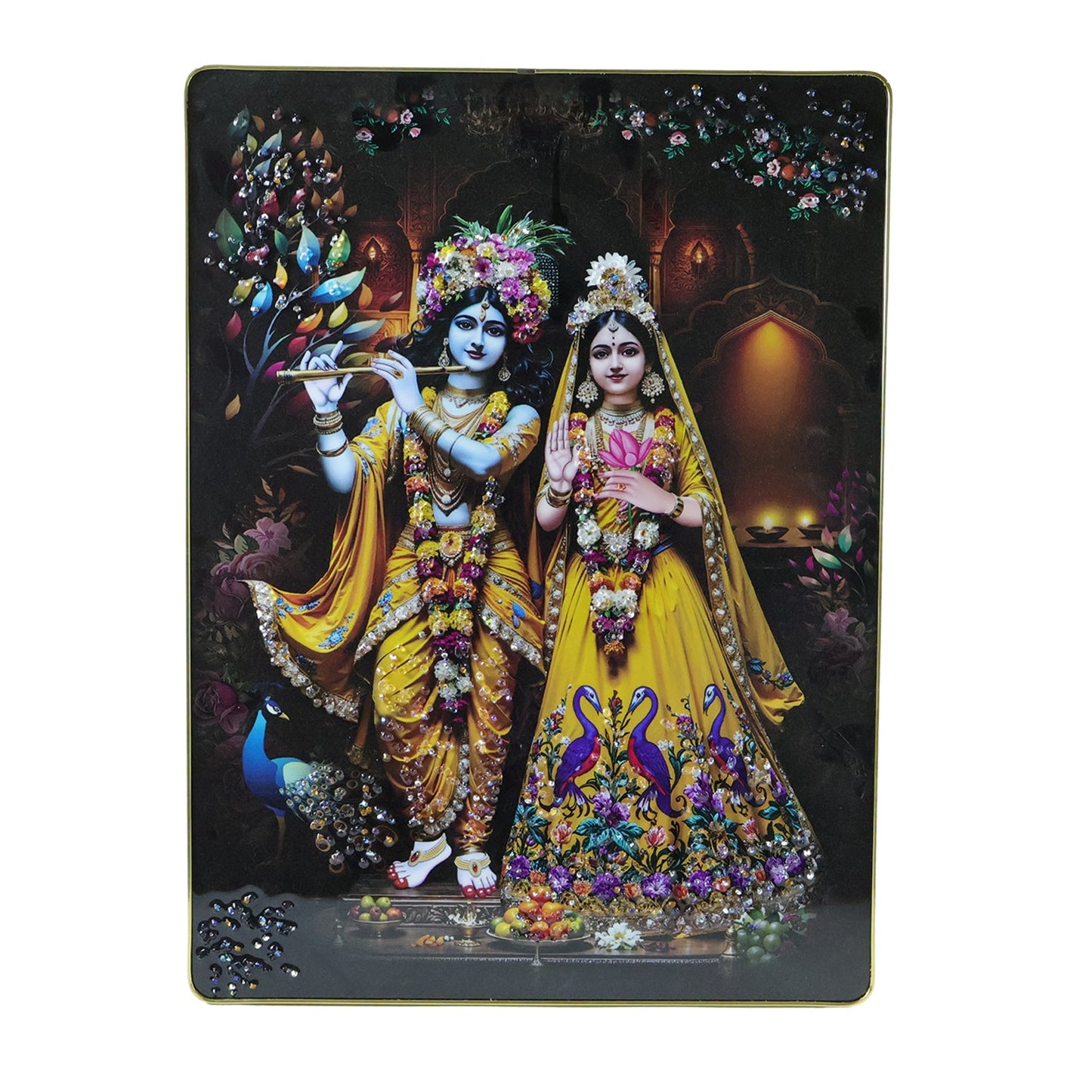 Religious Radha Krishna wall hanging framed artwork