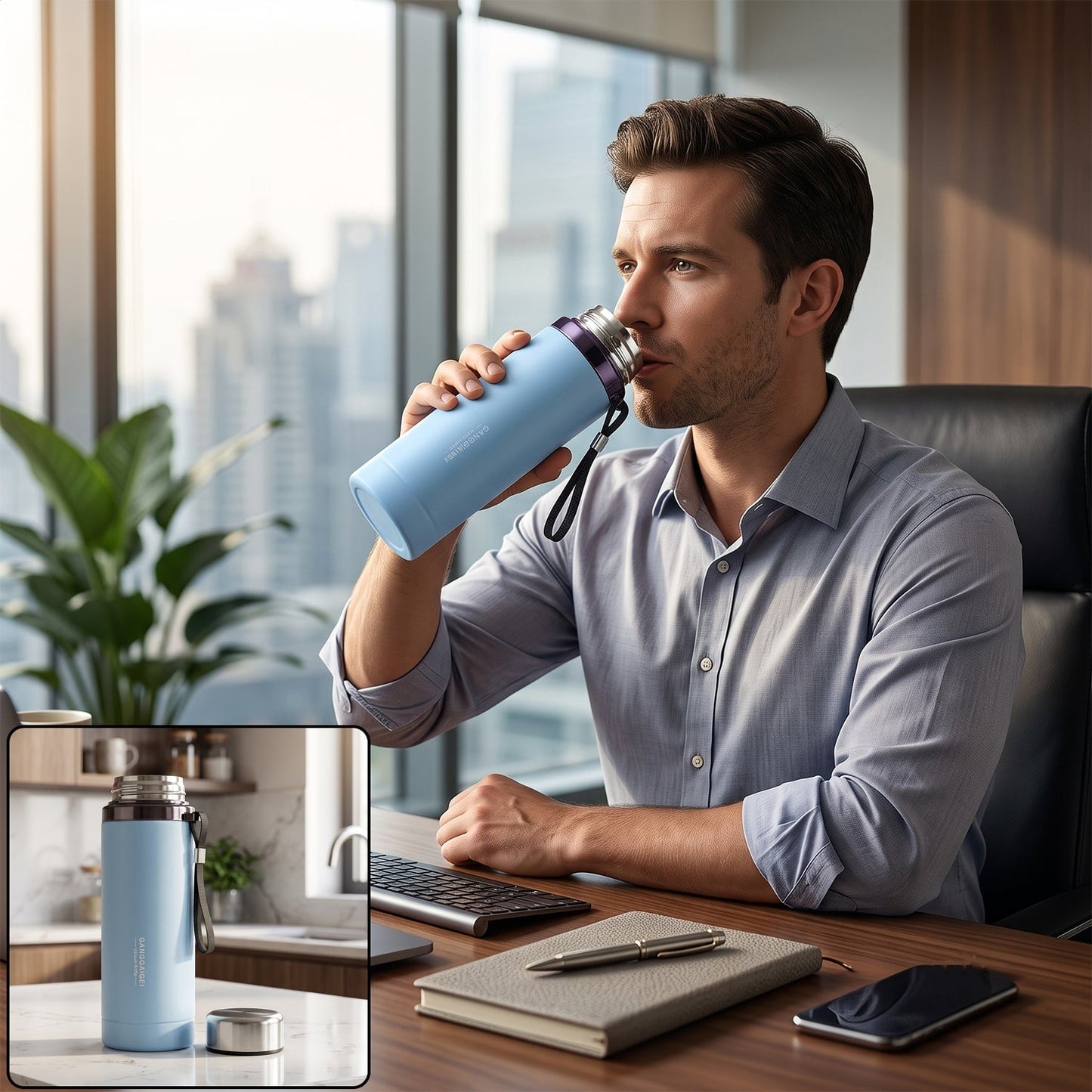 Vacuum insulated stainless steel water bottle 800 ml