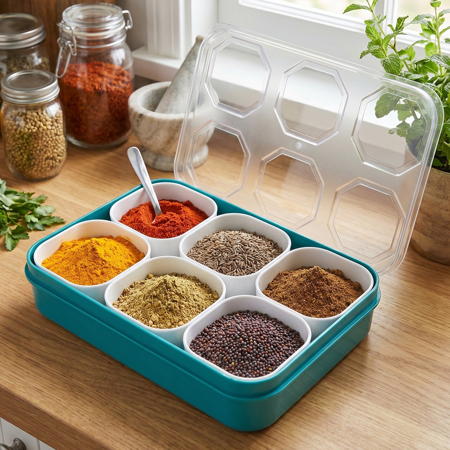 neat plastic masala box for storing spices