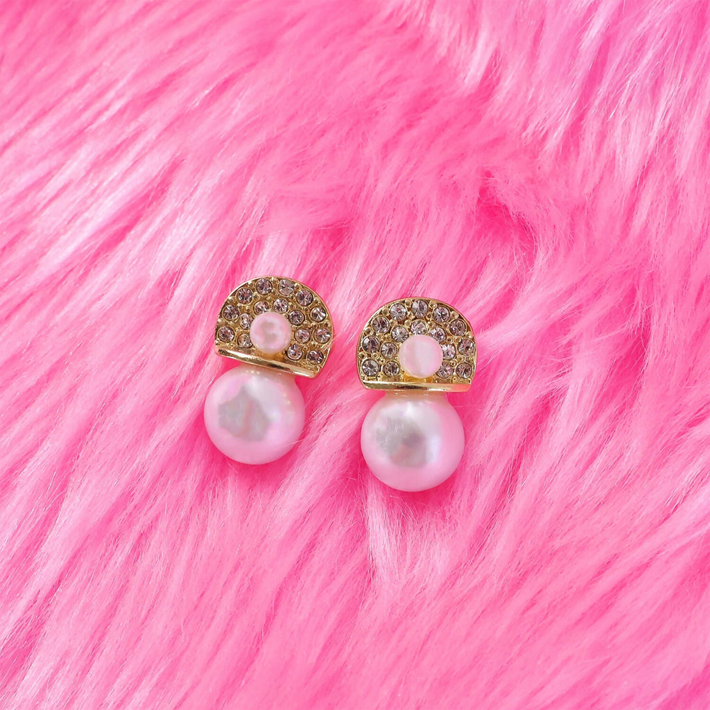 Luxury Crystal & Pearl Drop Earrings for Women & Girls – Gold Plated Designer Statement Earrings