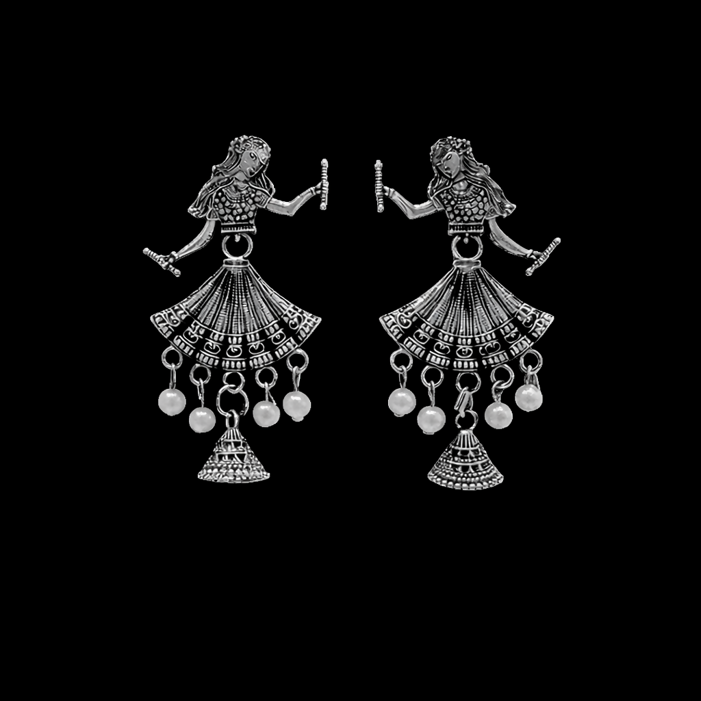 Elegant Oxidised Silver Doll Jhumka Earrings