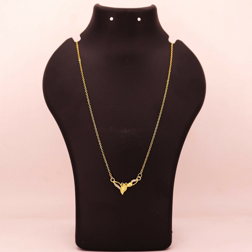 Gold Plated Floral Leaf Necklace with AD For women and girls