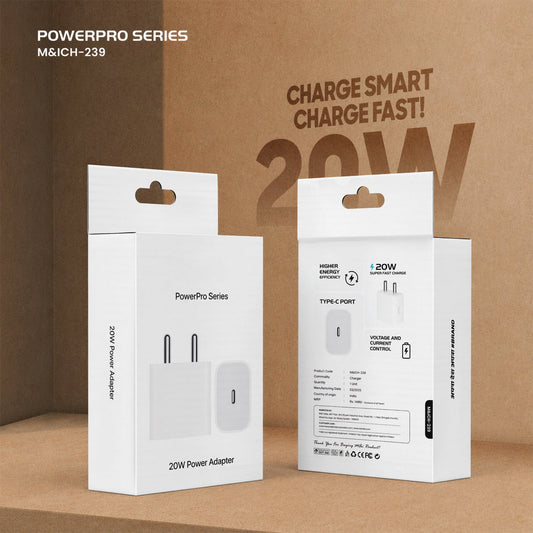 PowerPro Series 20W Fast Charging USB Type-C Power Adapter (1 Pc)