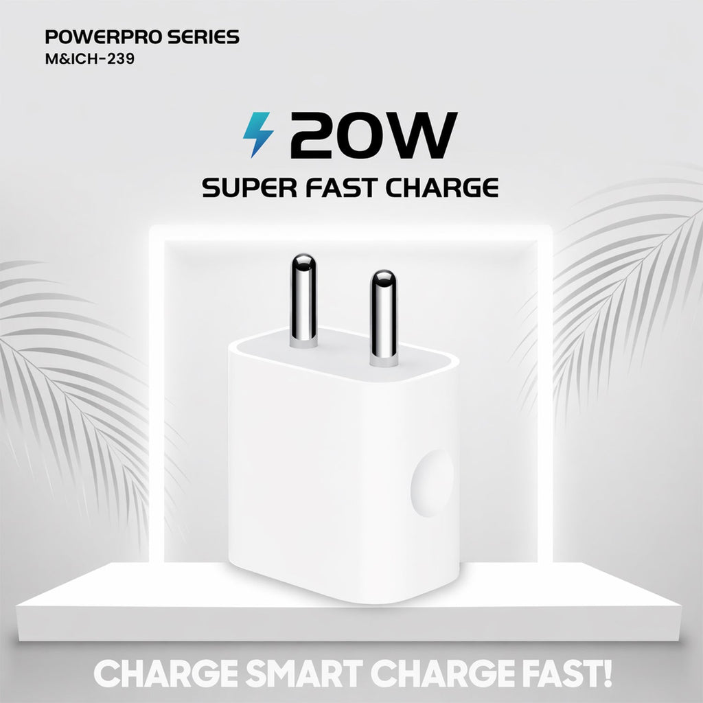 PowerPro Series 20W Fast Charging USB Type-C Power Adapter (1 Pc)