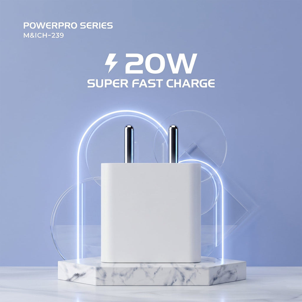 PowerPro Series 20W Fast Charging USB Type-C Power Adapter (1 Pc)
