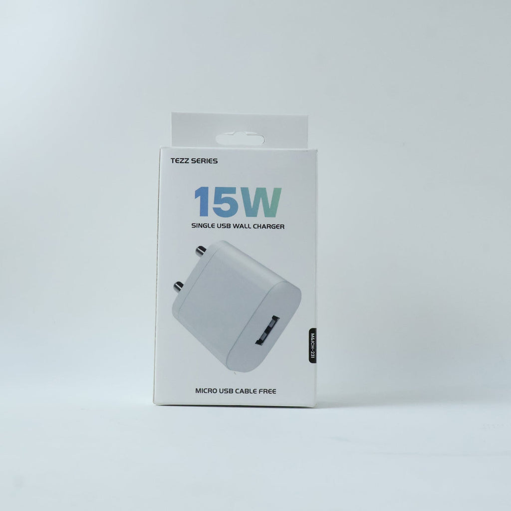 Tezz Series 15W Single USB Wall Charger with Micro USB Cable