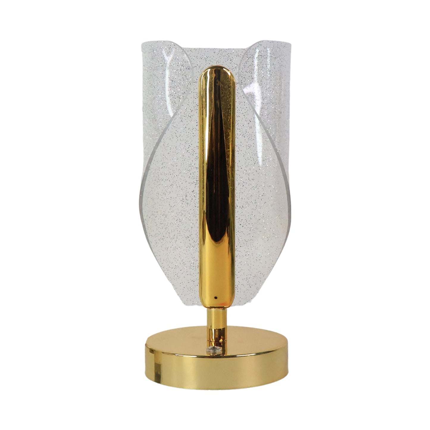 Decorative crystal table lamp illuminating living space