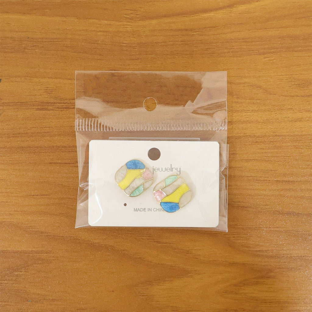 Korean Style Multicolor Enamel Stud Earrings for Women & Girls