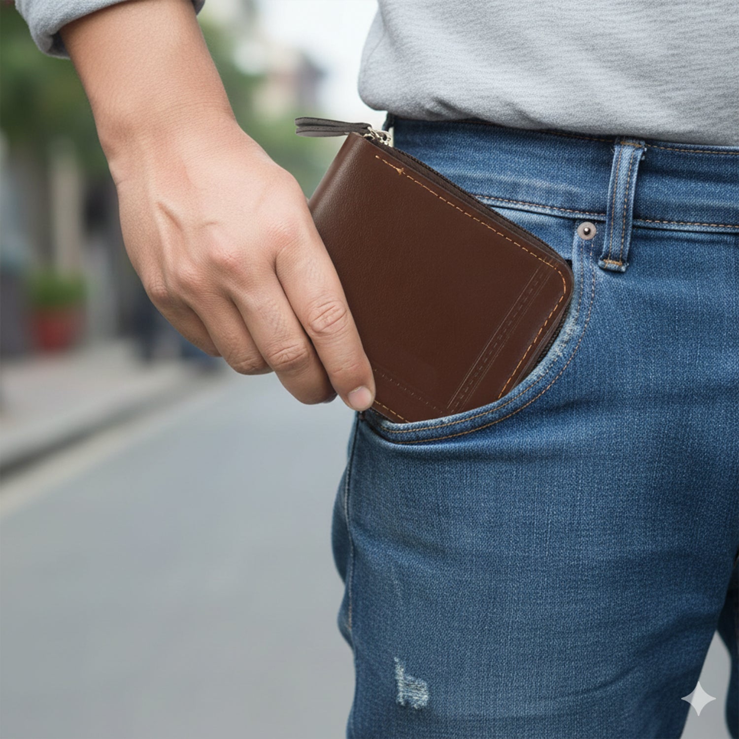 Open zip-around card holder wallet displaying organized card slots