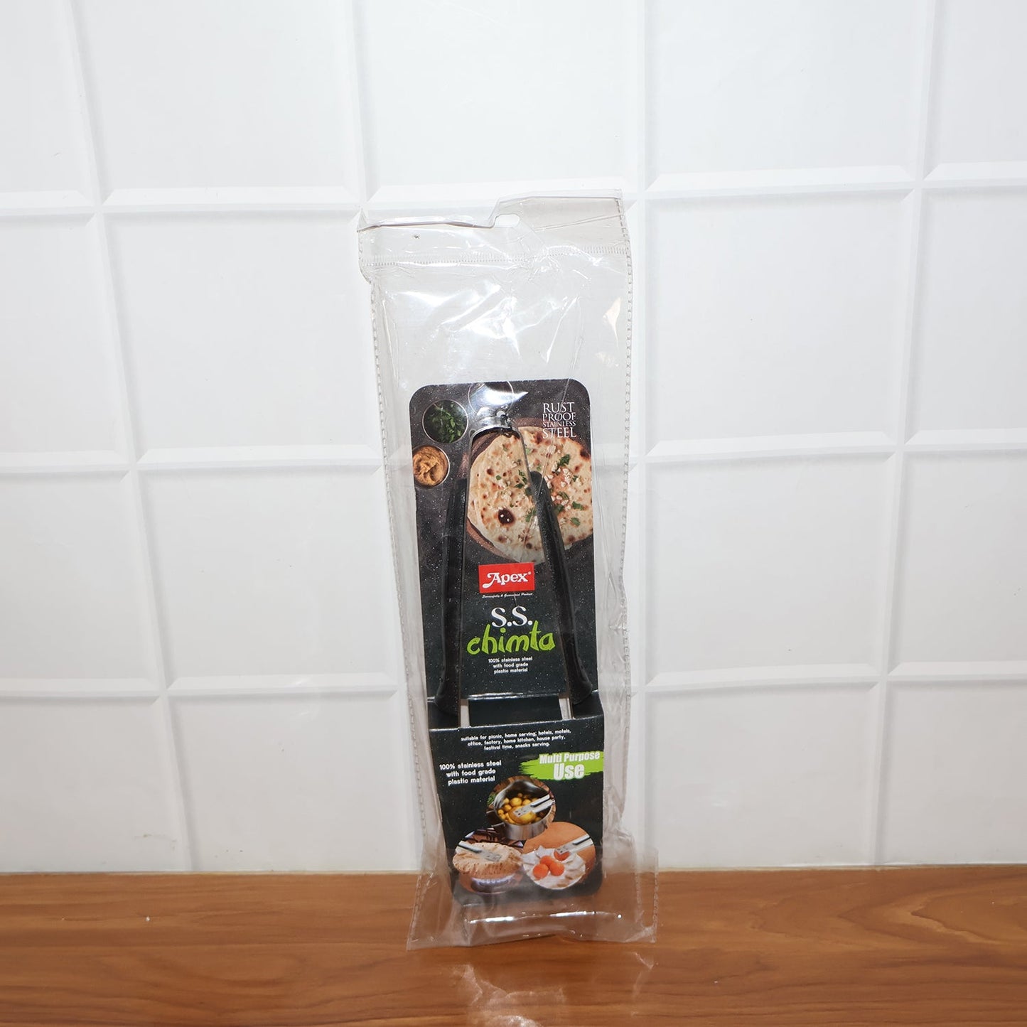 Heat resistant stainless steel chimta in kitchen environment