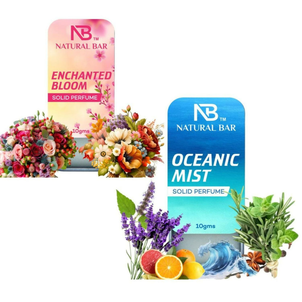 Enchanted Bloom And Oceanic Mist Solid Perfume Combo, Alcohol Free Cologne Strong & Lasting Fragrance, Gifting for Him & Her (10gms/2Pc)