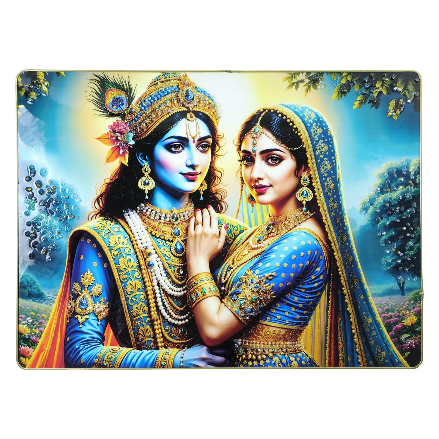 Religious Radha Krishna wall hanging frame, suitable for puja room