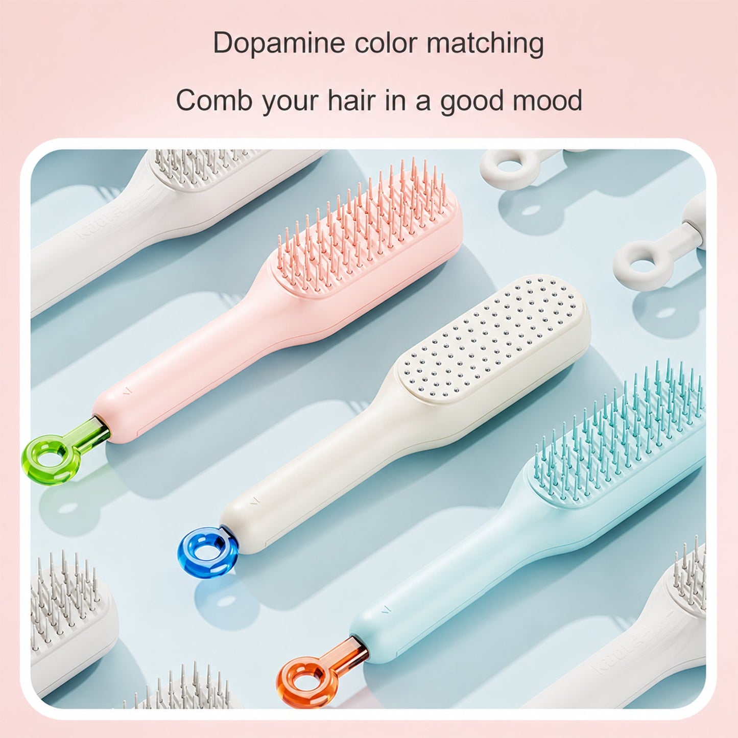 Self Cleaning Massage Comb Detangling Hair Brush for Scalp (1 Pc)