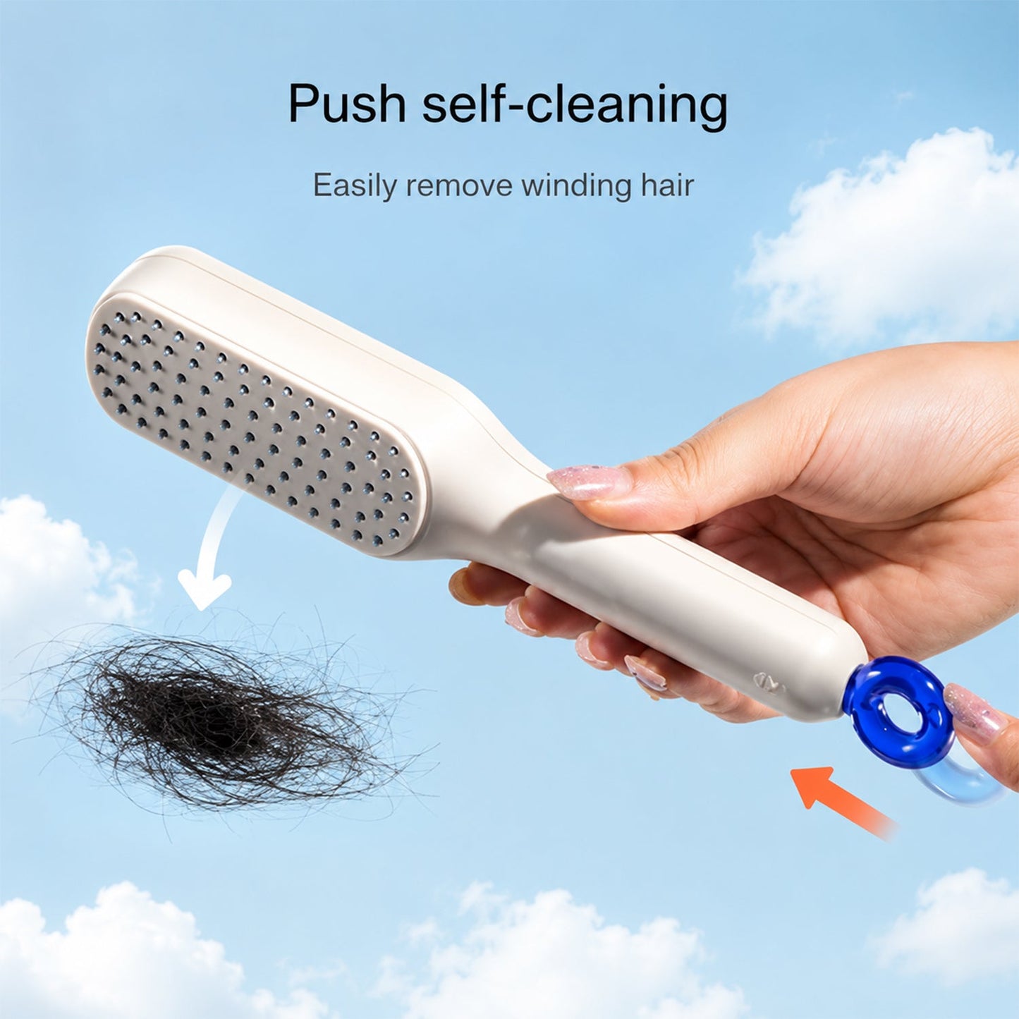 Self Cleaning Massage Comb Detangling Hair Brush for Scalp (1 Pc)