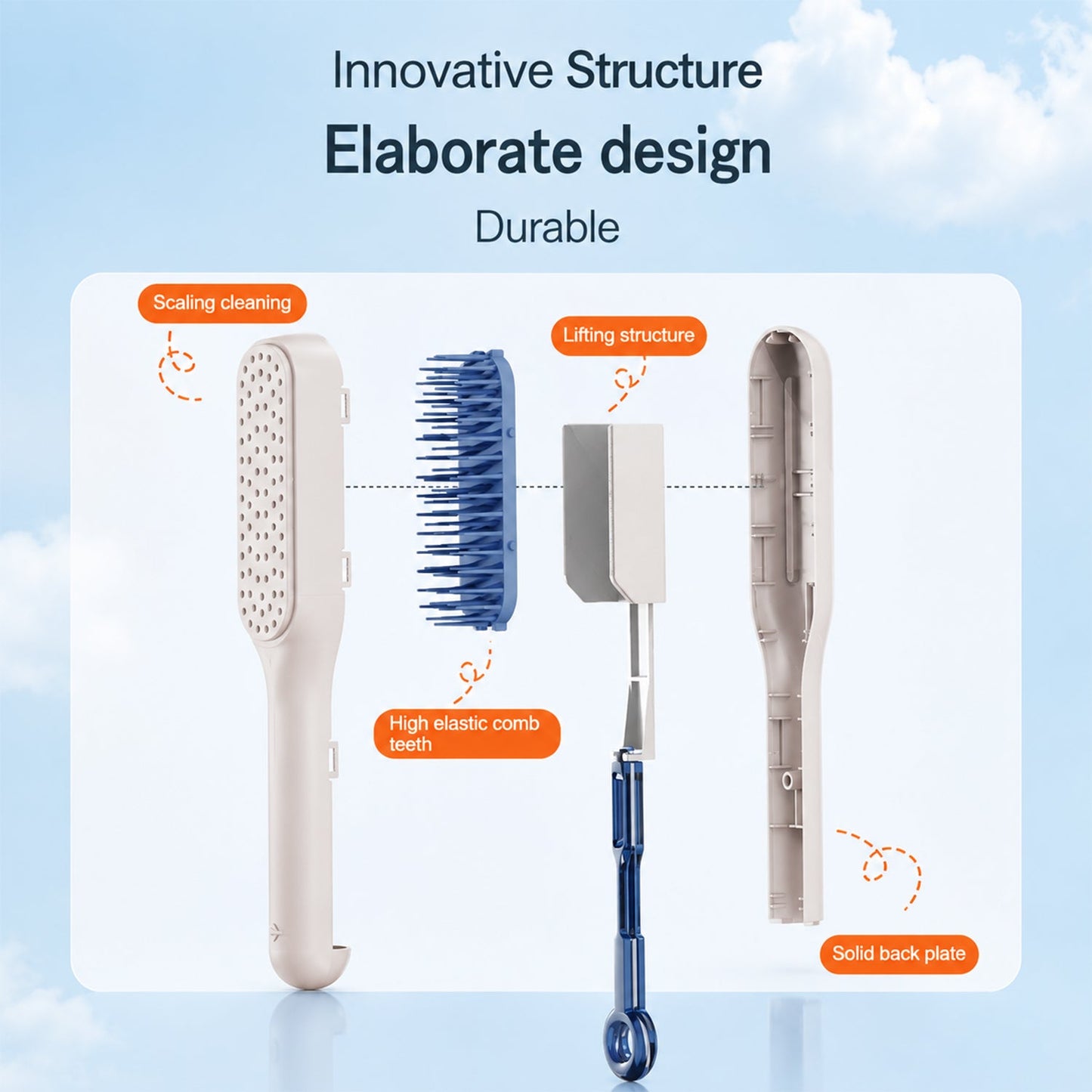 Self Cleaning Massage Comb Detangling Hair Brush for Scalp (1 Pc)