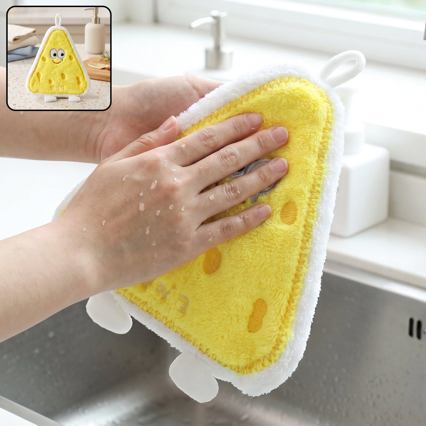 Cartoon microfiber hanging hand towel for quick drying