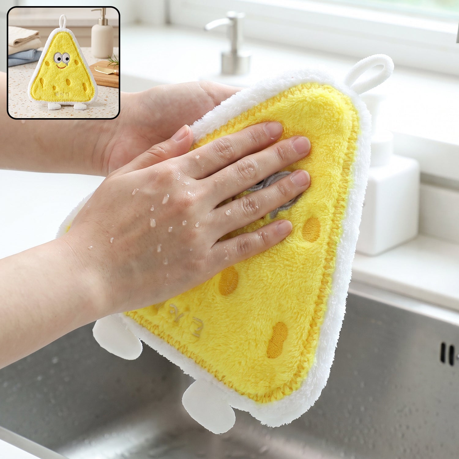 Cartoon microfiber hanging hand towel for quick drying