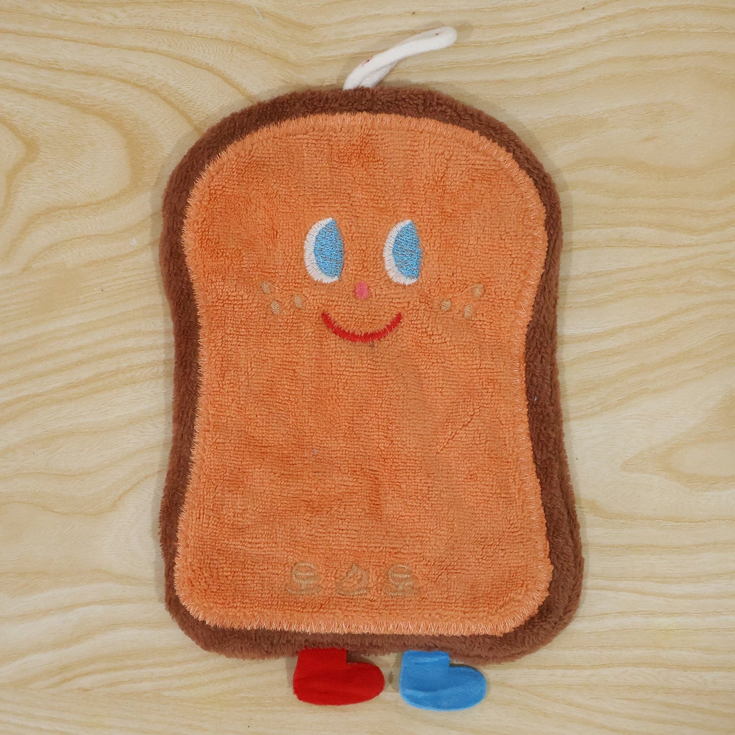 Live photo of cartoon bread slice hanging hand towel