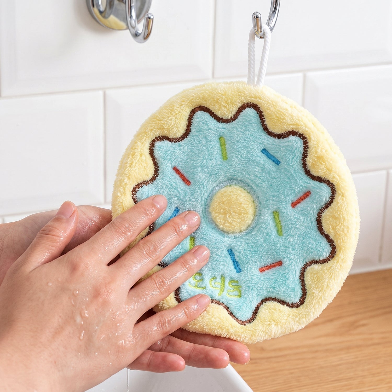 Soft microfiber towel drying hands quickly