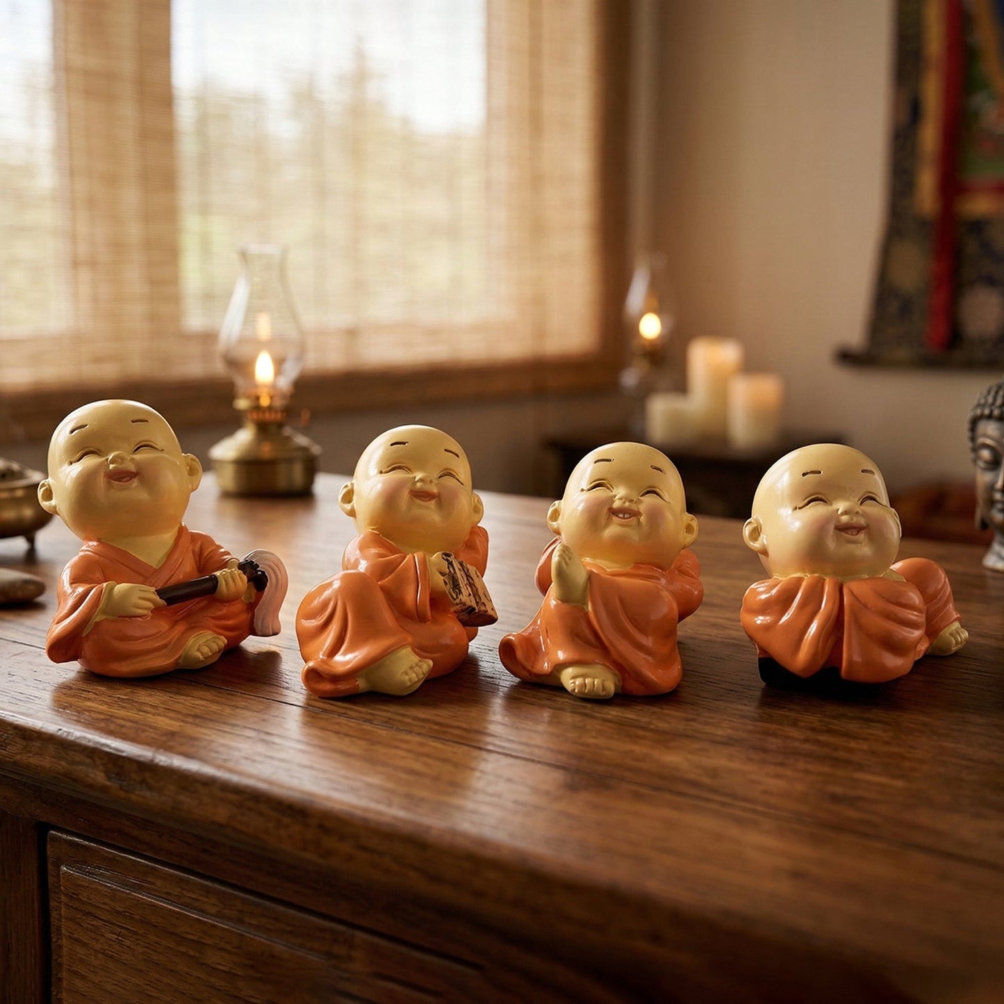 Set of Mini Monk Buddha figurines perfect for peaceful decor