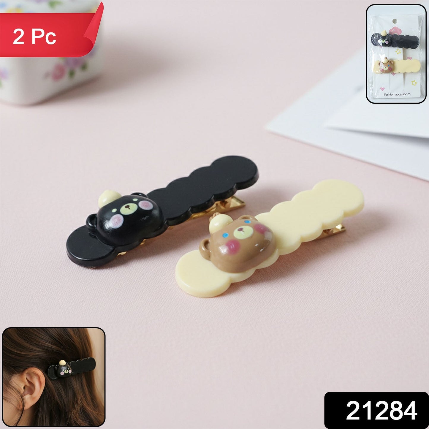 Adorable teddy bear cartoon hair clip accessories for girls and women