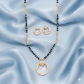 Gold-Plated AD Circular Crystal Mangalsutra & Earring Set for women