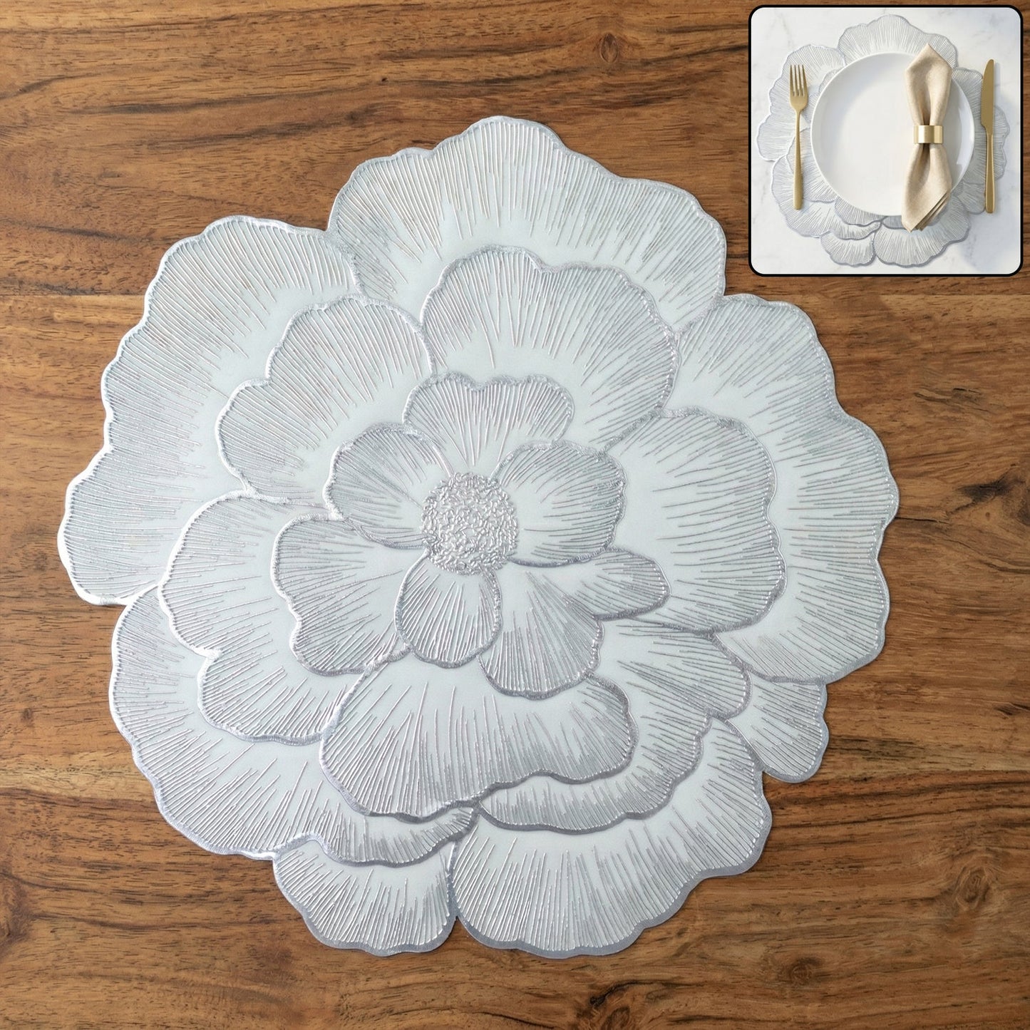 Elegant round floral PVC dining table mat for protection and decor