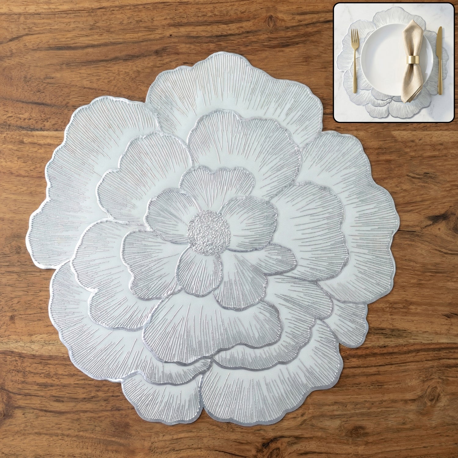 Elegant round floral PVC dining table mat for protection and decor