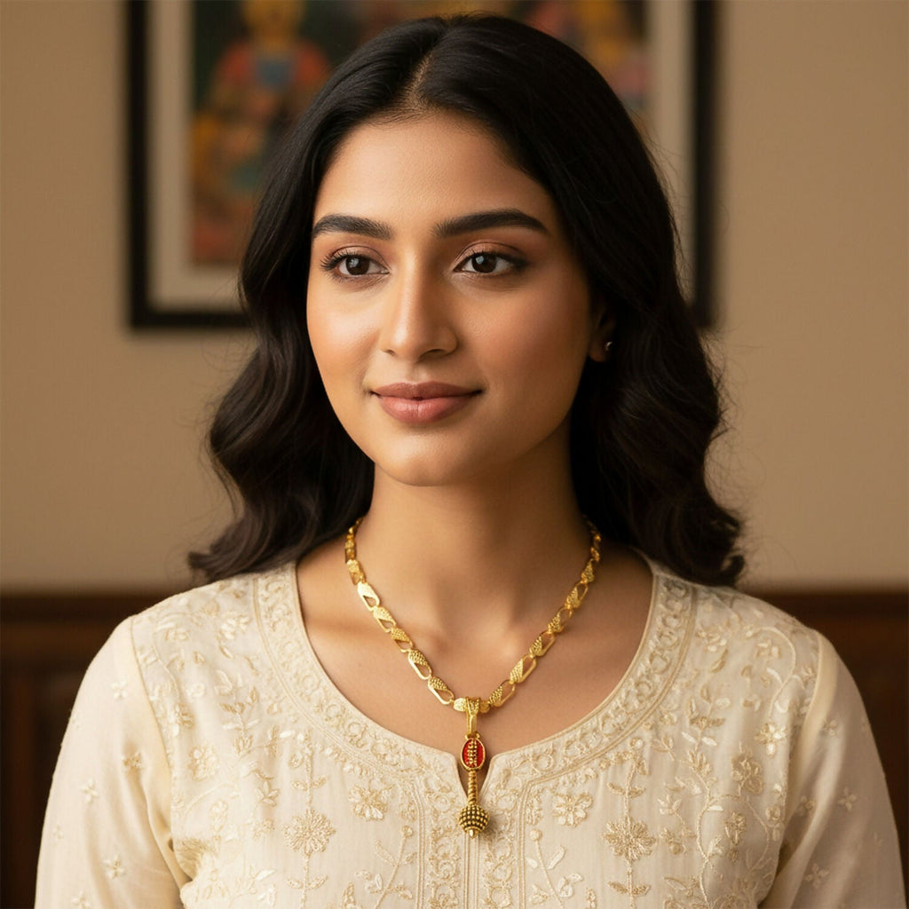 Shree Ram Gada Pendant Gold Chain Necklace