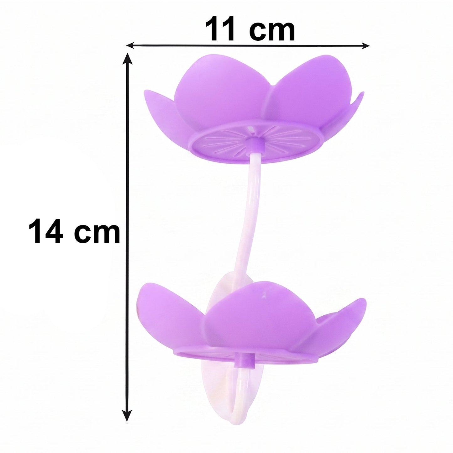 A clear size guide illustrating the dimensions of the flower shape double layer soap dish.