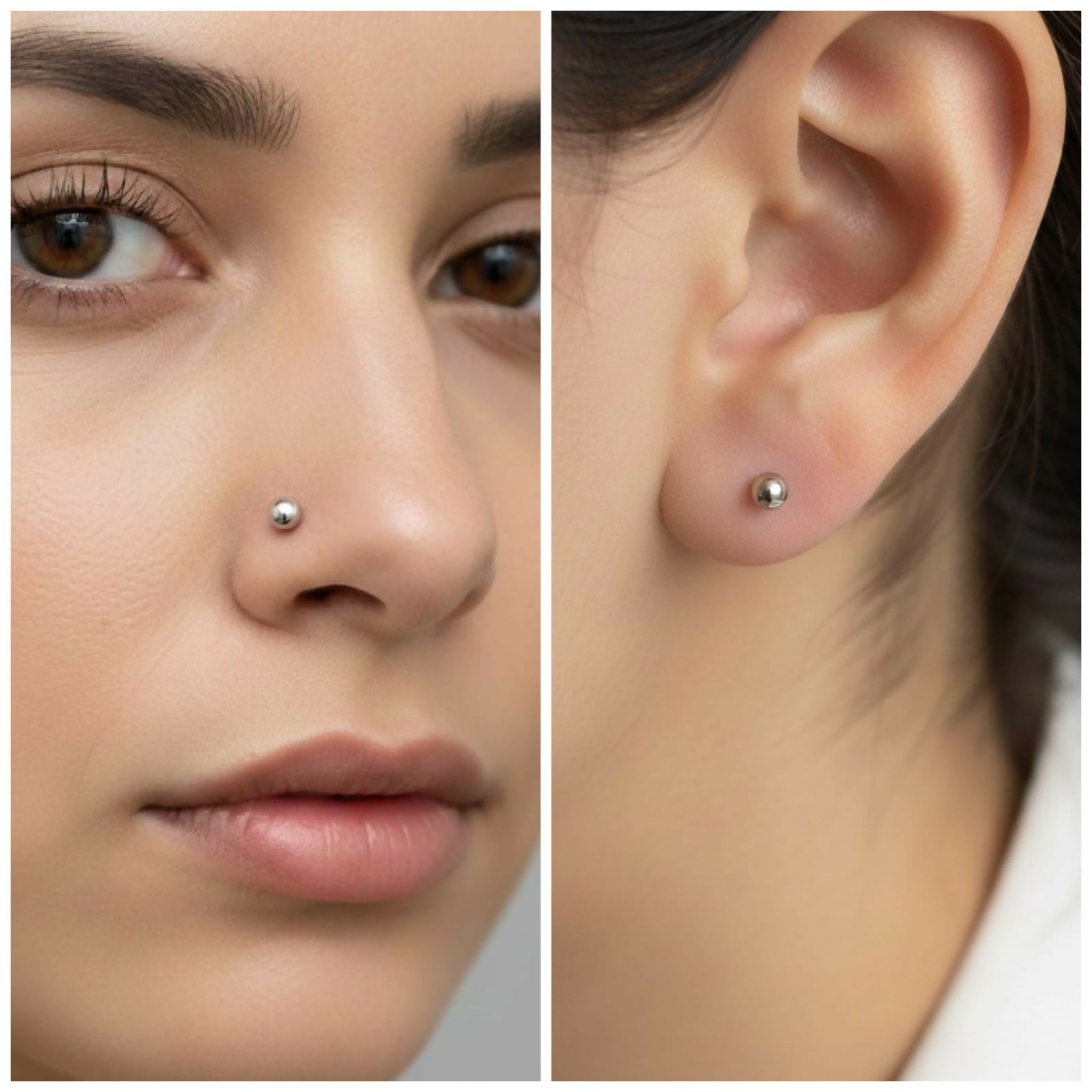 silver plated Labret Stud nosepin Laung Koka Nathni for women and girls combo pack of 4