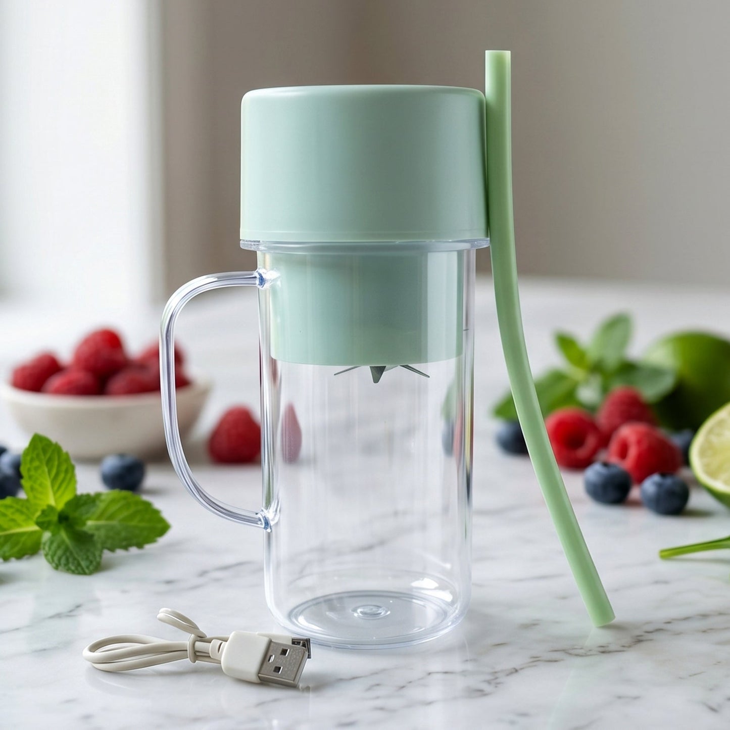 Compact lemon juicer on a kitchen table