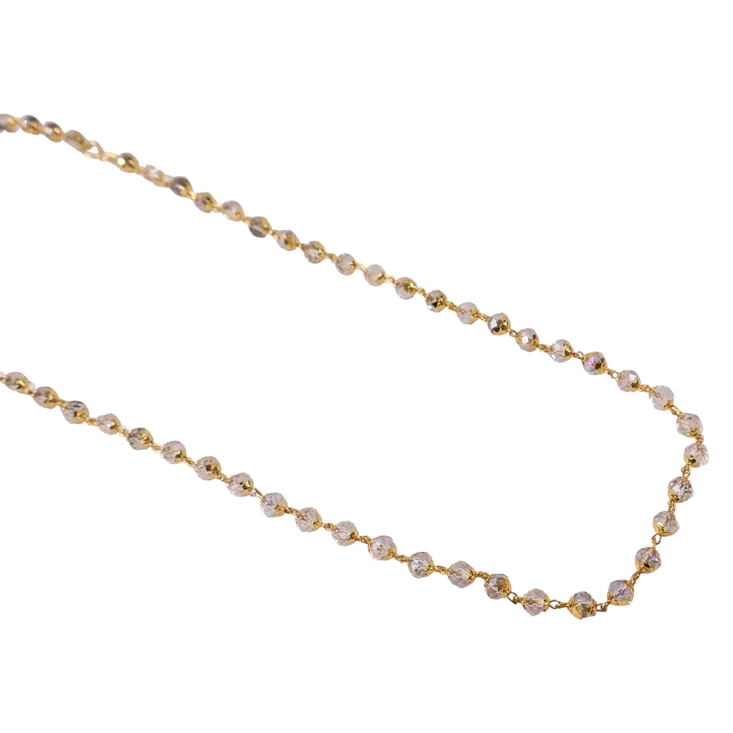 Gold-tone crystal chain necklace with smooth finish