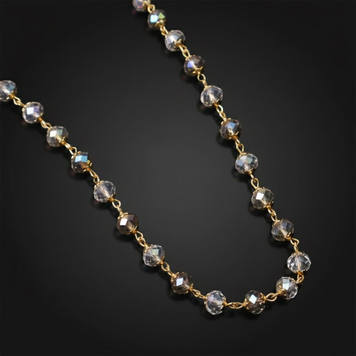 Statement faceted bead necklace in gold-tone metal