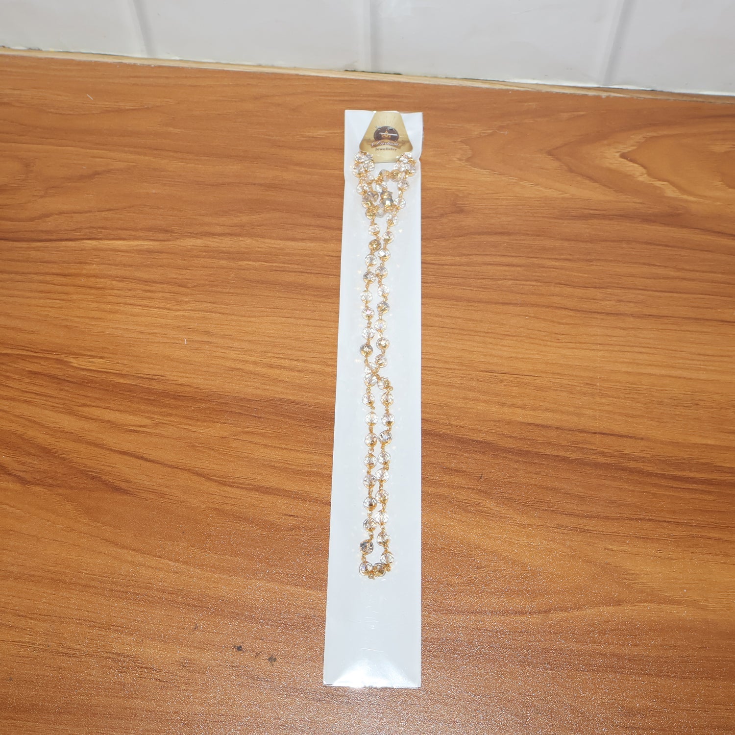 Beaded fashion necklace in gold-tone, suitable for women
