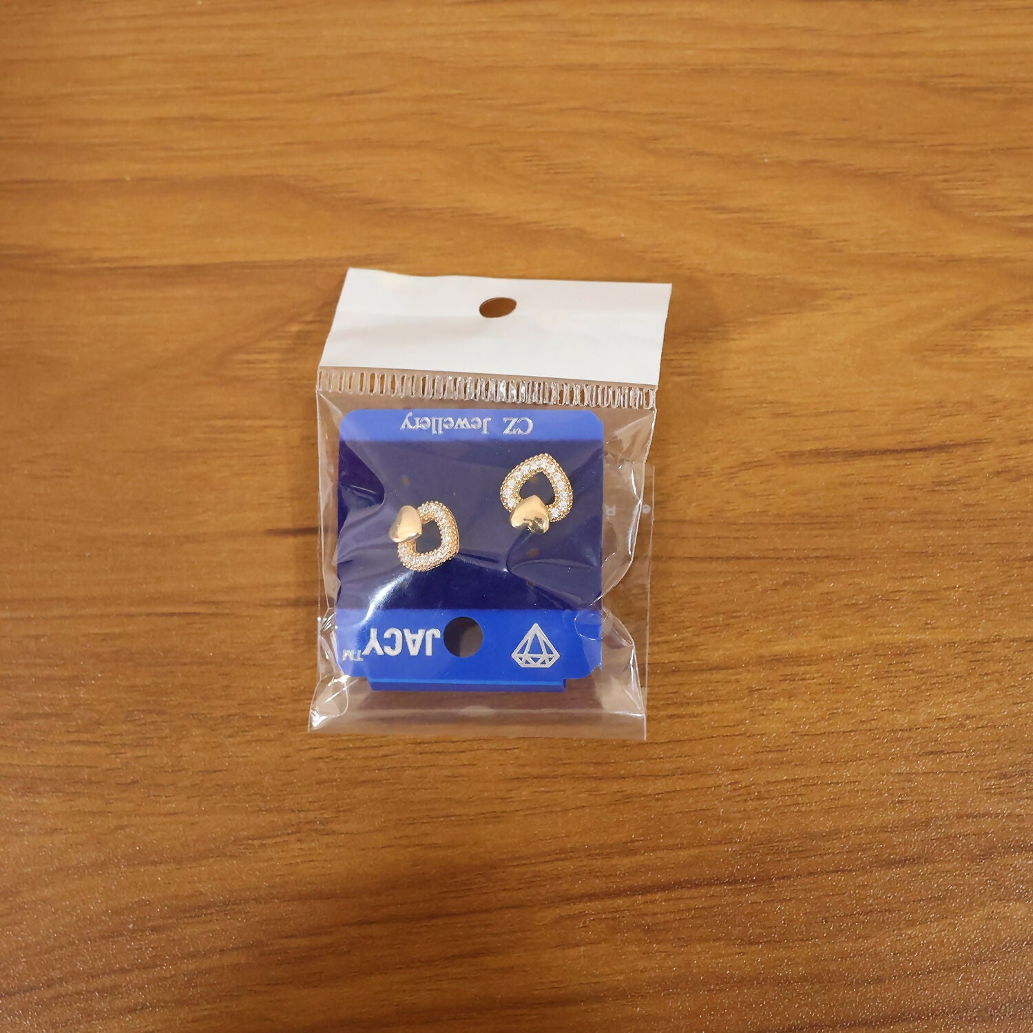 Heart Design Stud Earrings with Crystal-Style Accents For Woman & Girl