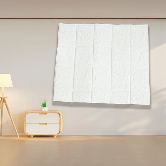 Vibrant 3D adhesive wallpaper showcasing a modern geometric design on a living room wall.