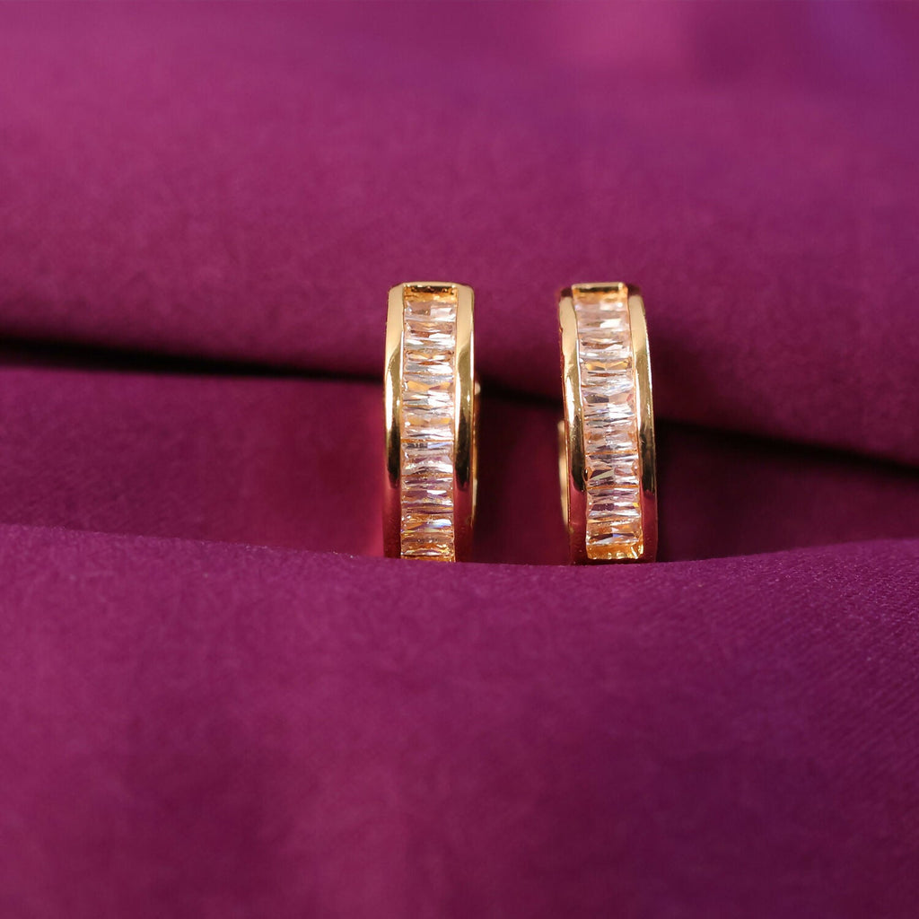 Golden Crystal Studded Hoop Earrings for Daily & Party Wear