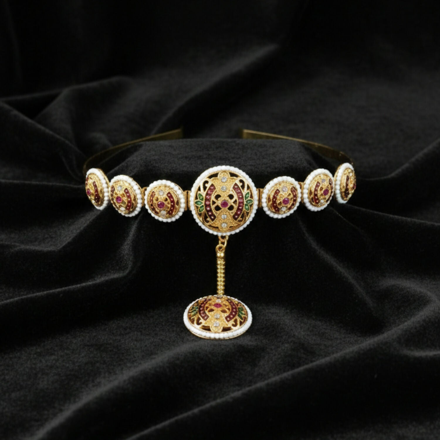 Ethnic Pearl-Bordered Matha Patti Style Hair Band