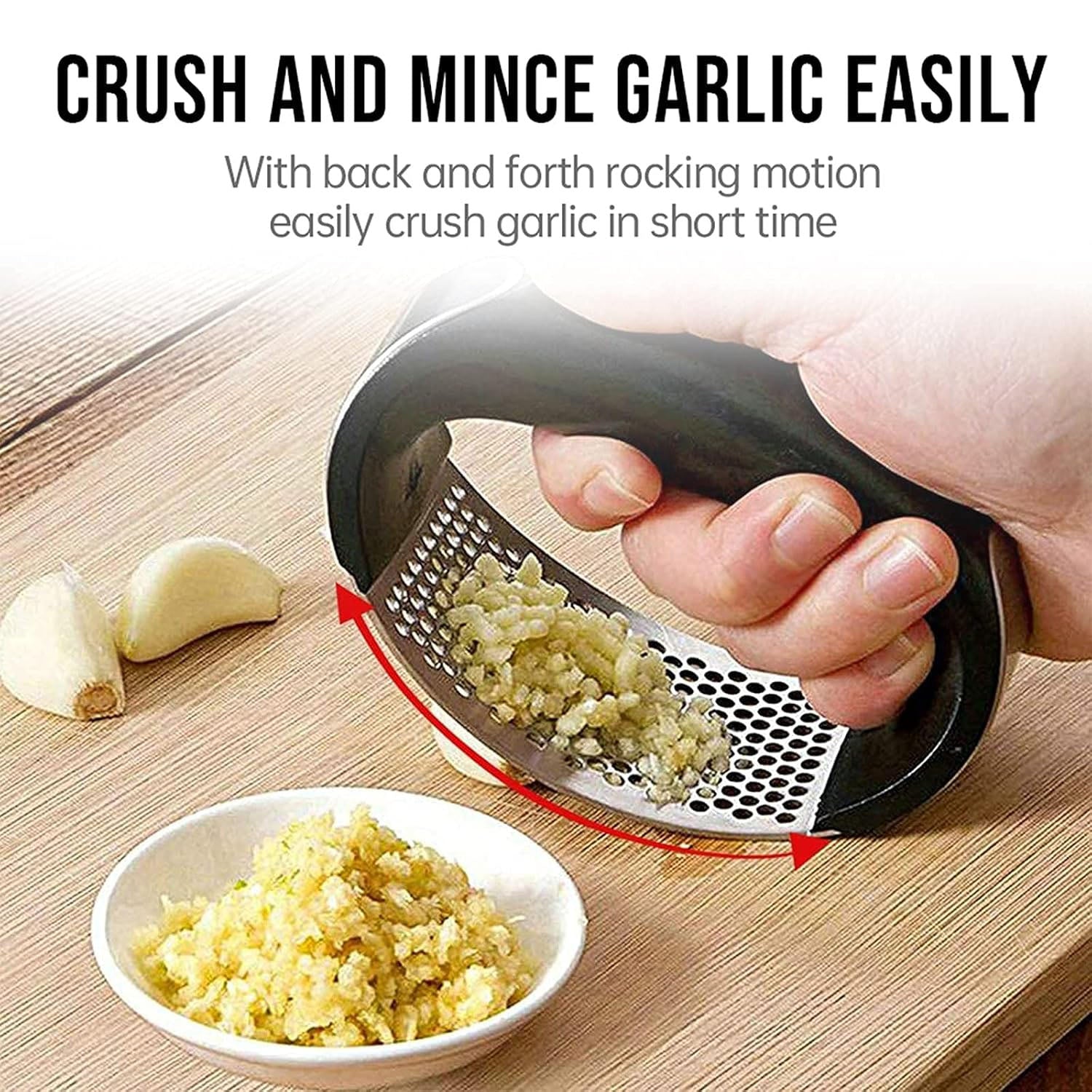 Manual garlic crusher set with heavy-duty ergonomic press