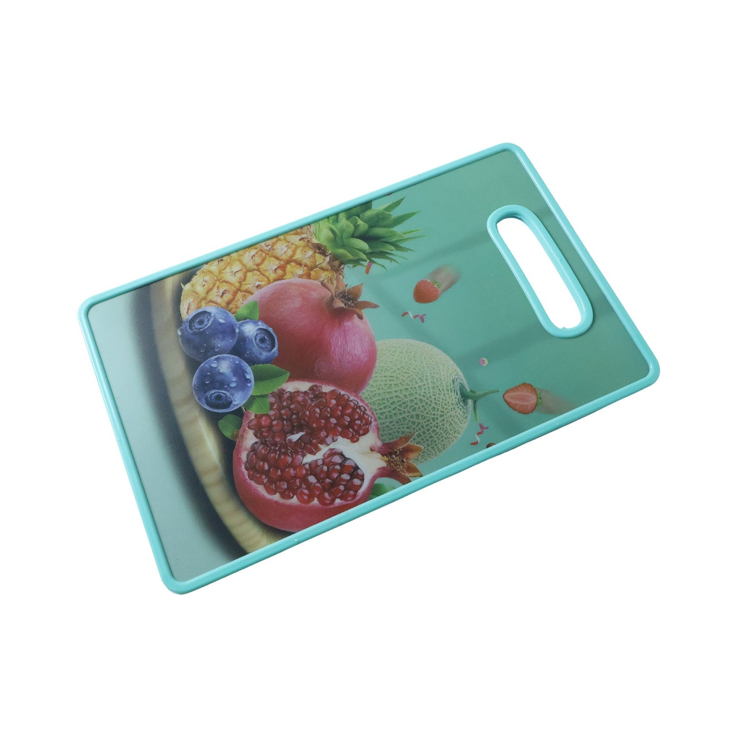 Green cutting board side view with handle