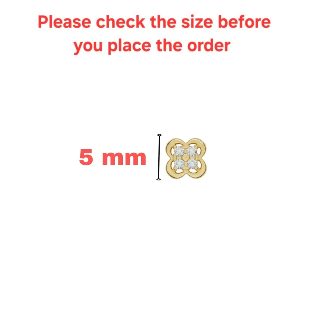 Gold plated Clover Flat-Back AD Nosepin Stud Piercing for women and girls