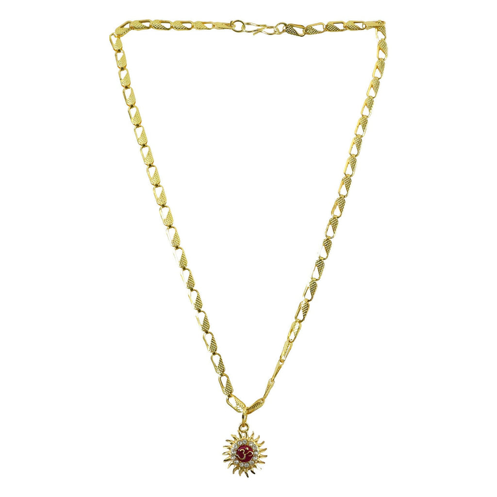 Sun and Om Pendant with Chain – Spiritual Charm Necklace (Mix Designs)